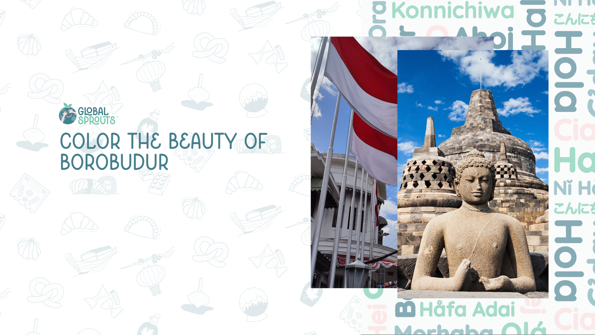 Discover Peace and History with a Borobudur Coloring Page