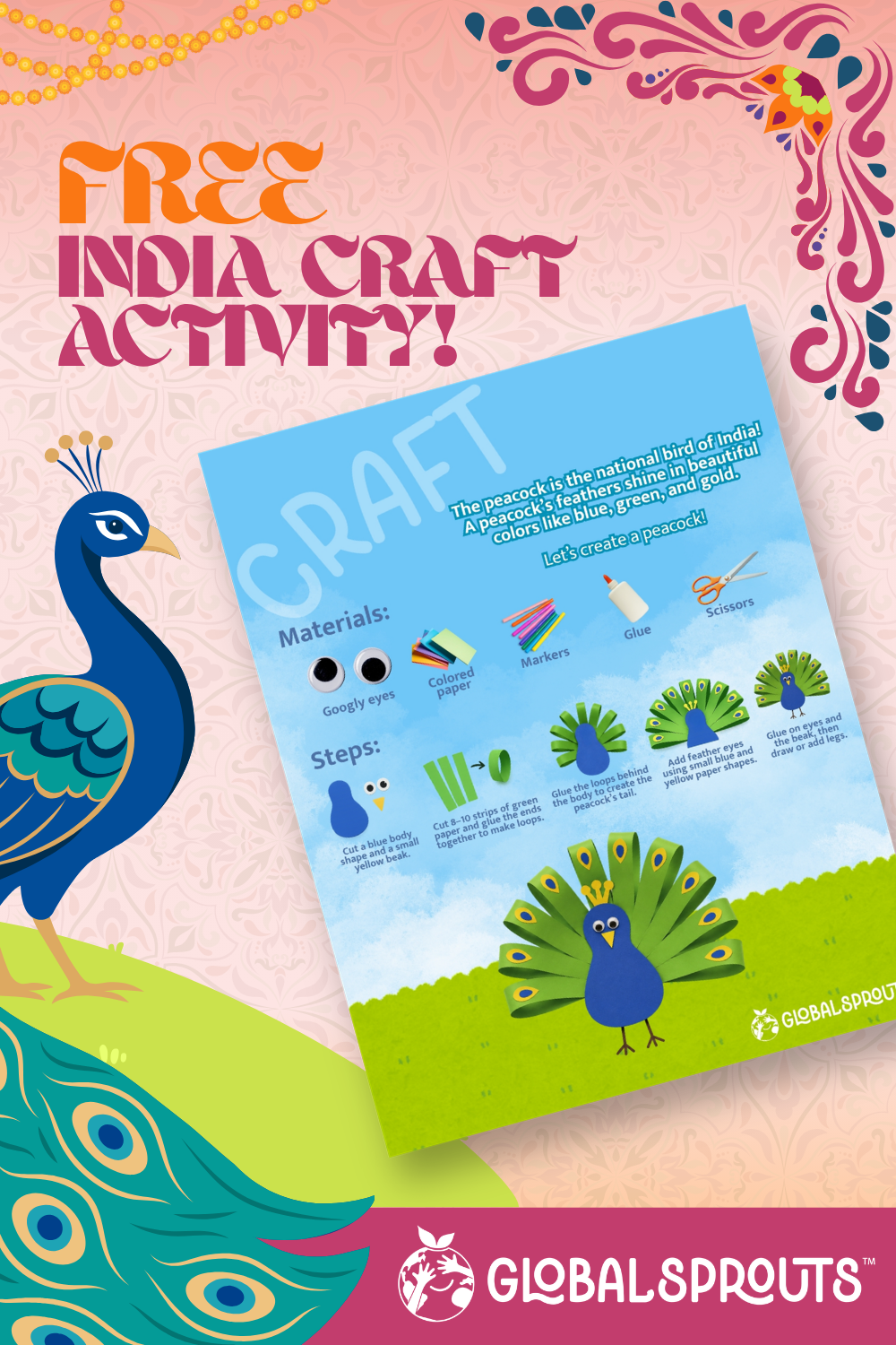 Free Peacock Activity for Kids | India Printable