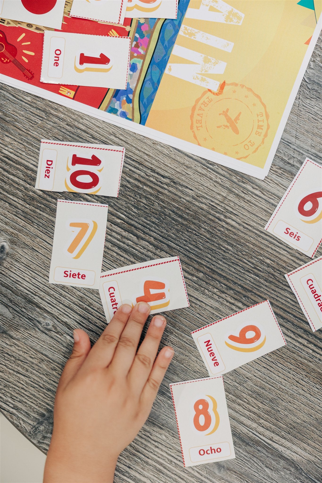 Child with Spanish Flashcards from Global Sprouts Culture Box Spain