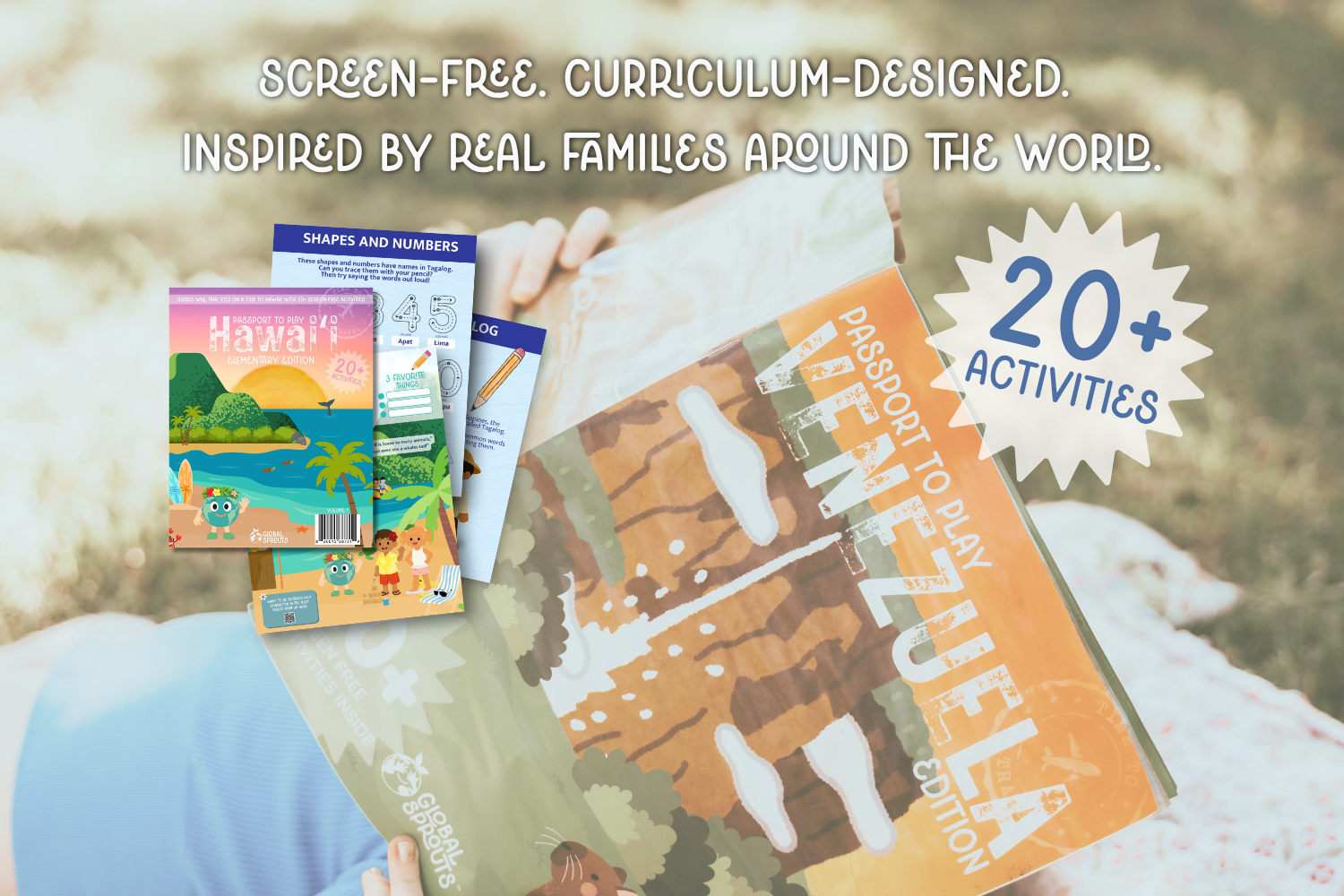 Educational materials with a focus on screen-free learning and curriculum design, inspired by real families around the world.